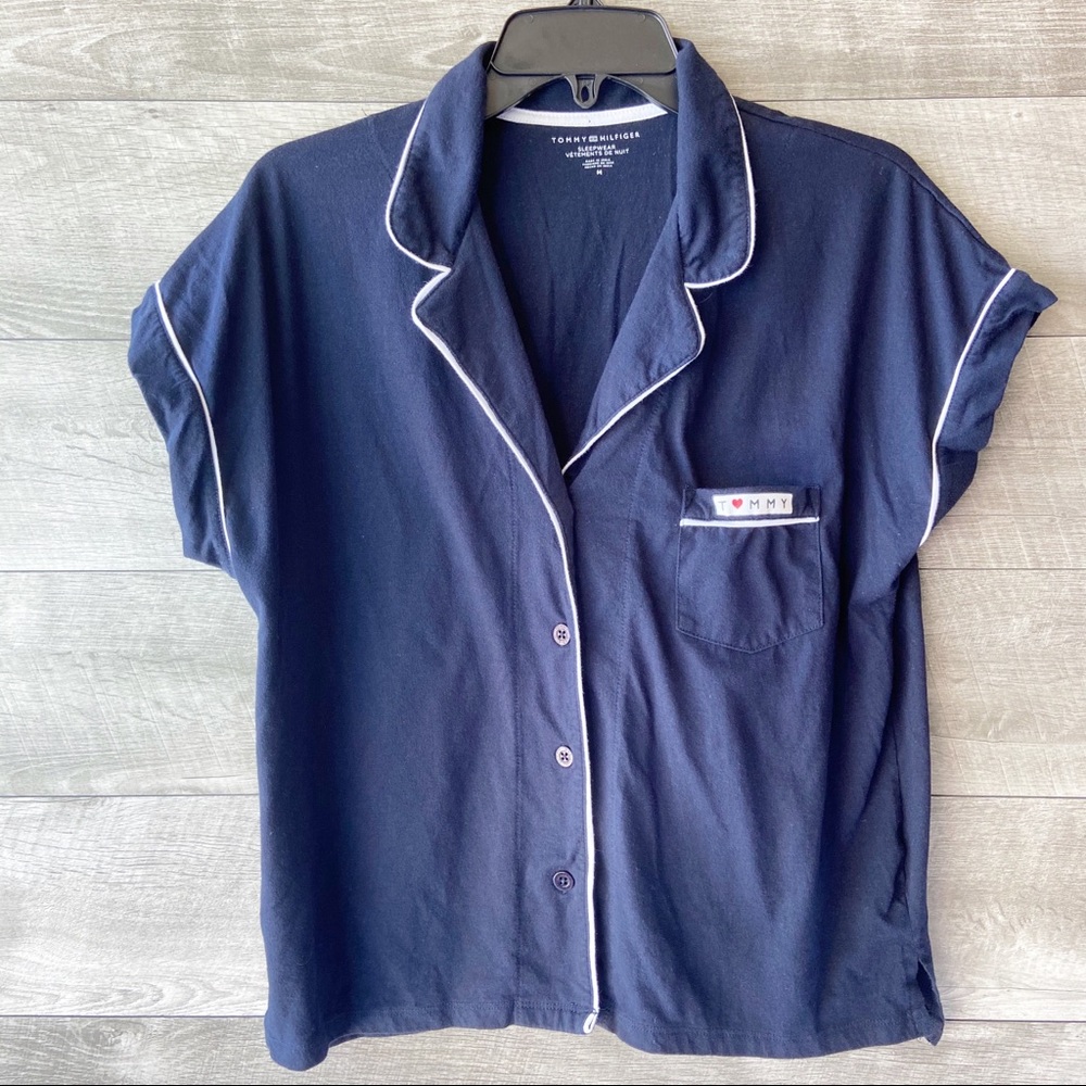 Tommy Hilfiger button up short sleeve pajama top